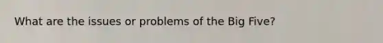 What are the issues or problems of the Big Five?