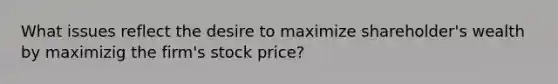 What issues reflect the desire to maximize shareholder's wealth by maximizig the firm's stock price?