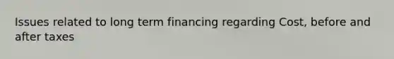 Issues related to long term financing regarding Cost, before and after taxes