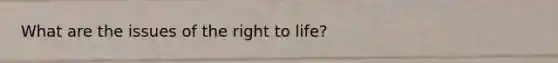 What are the issues of the right to life?