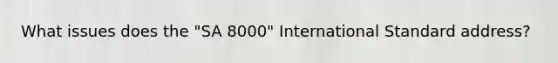 What issues does the "SA 8000" International Standard address?