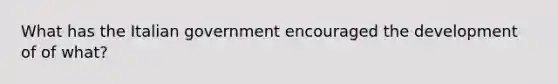 What has the Italian government encouraged the development of of what?