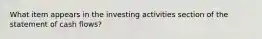 What item appears in the investing activities section of the statement of cash flows?