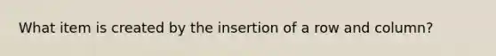 What item is created by the insertion of a row and column?