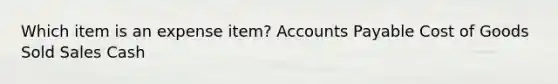 Which item is an expense item? Accounts Payable Cost of Goods Sold Sales Cash