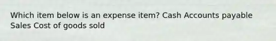 Which item below is an expense item? Cash Accounts payable Sales Cost of goods sold