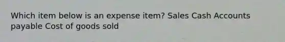 Which item below is an expense item? Sales Cash <a href='https://www.questionai.com/knowledge/kWc3IVgYEK-accounts-payable' class='anchor-knowledge'>accounts payable</a> Cost of goods sold