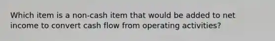 Which item is a non-cash item that would be added to net income to convert cash flow from operating activities?