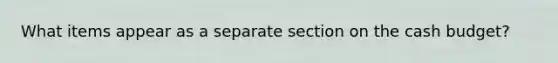 What items appear as a separate section on the cash budget?