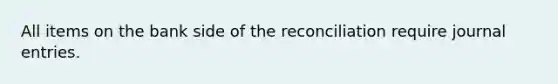 All items on the bank side of the reconciliation require journal entries.