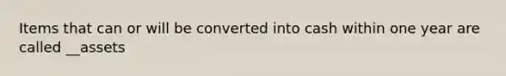 Items that can or will be converted into cash within one year are called __assets