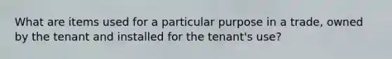 What are items used for a particular purpose in a trade, owned by the tenant and installed for the tenant's use?