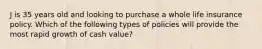 J is 35 years old and looking to purchase a whole life insurance policy. Which of the following types of policies will provide the most rapid growth of cash value?