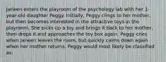 Janeen enters the playroom of the psychology lab with her 1-year-old daughter Peggy. Initially, Peggy clings to her mother, but then becomes interested in the attractive toys in the playroom. She picks up a toy and brings it back to her mother, then drops it and approaches the toy box again. Peggy cries when Janeen leaves the room, but quickly calms down again when her mother returns. Peggy would most likely be classified as: