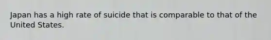 Japan has a high rate of suicide that is comparable to that of the United States.