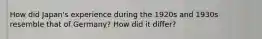 How did Japan's experience during the 1920s and 1930s resemble that of Germany? How did it differ?