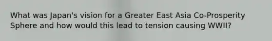 What was Japan's vision for a Greater East Asia Co-Prosperity Sphere and how would this lead to tension causing WWII?