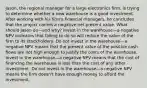 Jason, the regional manager for a large electronics firm, is trying to determine whether a new warehouse is a good investment. After working with his firm's financial managers, he concludes that the project carries a negative net present value. What should Jason do—and why? Invest in the warehouse—a negative NPV indicates that failing to do so will reduce the value of the firm to its stockholders. Do not invest in the warehouse—a negative NPV means that the present value of the positive cash flows are not high enough to justify the costs of the warehouse. Invest in the warehouse—a negative NPV means that the cost of financing the warehouse is less than the cost of any other investment. Do not invest in the warehouse—a negative NPV means the firm doesn't have enough money to afford the investment.