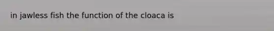 in jawless fish the function of the cloaca is