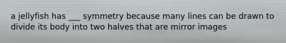 a jellyfish has ___ symmetry because many lines can be drawn to divide its body into two halves that are mirror images