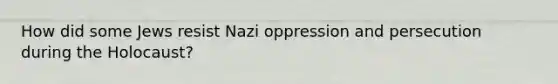 How did some Jews resist Nazi oppression and persecution during the Holocaust?