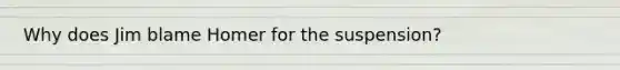 Why does Jim blame Homer for the suspension?