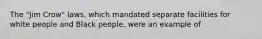 The "Jim Crow" laws, which mandated separate facilities for white people and Black people, were an example of