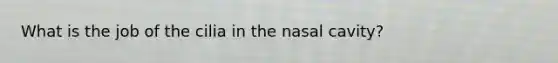 What is the job of the cilia in the nasal cavity?