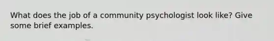 What does the job of a community psychologist look like? Give some brief examples.