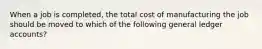 When a job is completed, the total cost of manufacturing the job should be moved to which of the following general ledger accounts?