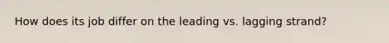 How does its job differ on the leading vs. lagging strand?