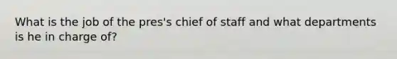 What is the job of the pres's chief of staff and what departments is he in charge of?