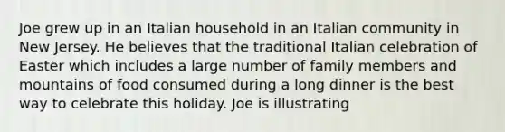 Joe grew up in an Italian household in an Italian community in New Jersey. He believes that the traditional Italian celebration of Easter which includes a large number of family members and mountains of food consumed during a long dinner is the best way to celebrate this holiday. Joe is illustrating