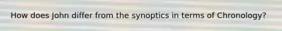 How does John differ from the synoptics in terms of Chronology?