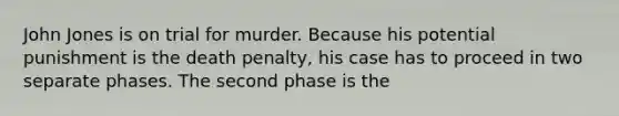 John Jones is on trial for murder. Because his potential punishment is the death penalty, his case has to proceed in two separate phases. The second phase is the