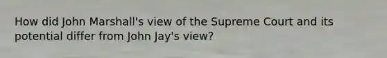 How did John Marshall's view of the Supreme Court and its potential differ from John Jay's view?