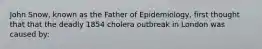 John Snow, known as the Father of Epidemiology, first thought that that the deadly 1854 cholera outbreak in London was caused by: