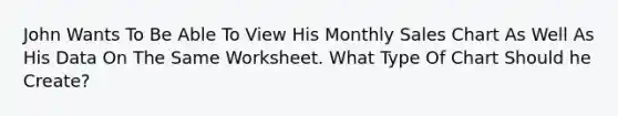 John Wants To Be Able To View His Monthly Sales Chart As Well As His Data On The Same Worksheet. What Type Of Chart Should he Create?