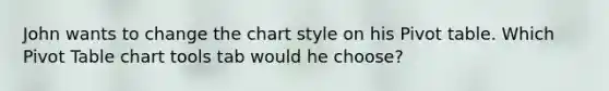 John wants to change the chart style on his Pivot table. Which Pivot Table chart tools tab would he choose?