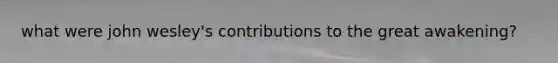 what were john wesley's contributions to the great awakening?