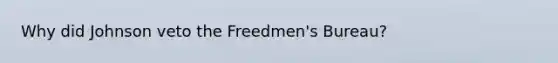 Why did Johnson veto the Freedmen's Bureau?