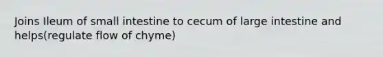 Joins Ileum of small intestine to cecum of large intestine and helps(regulate flow of chyme)