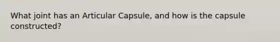 What joint has an Articular Capsule, and how is the capsule constructed?