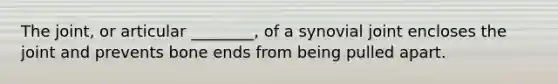 The joint, or articular ________, of a synovial joint encloses the joint and prevents bone ends from being pulled apart.