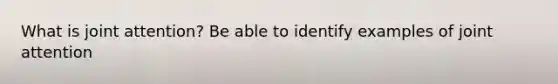 What is joint attention? Be able to identify examples of joint attention