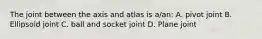 The joint between the axis and atlas is a/an: A. pivot joint B. Ellipsoid joint C. ball and socket joint D. Plane joint