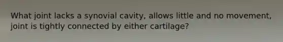 What joint lacks a synovial cavity, allows little and no movement, joint is tightly connected by either cartilage?