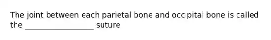 The joint between each parietal bone and occipital bone is called the __________________ suture