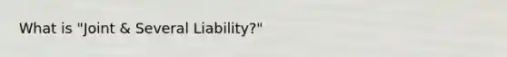 What is "Joint & Several Liability?"