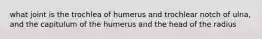 what joint is the trochlea of humerus and trochlear notch of ulna, and the capitulum of the humerus and the head of the radius